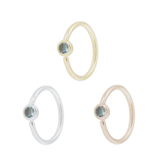 Fixed Bezel Bead Ring 2mm London Blue Topaz - Side Set Facing Seam Rings Buddha Jewelry   
