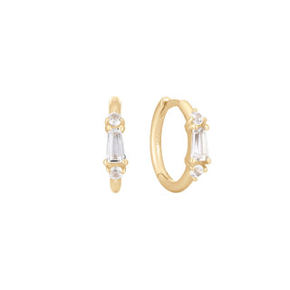 Maeve - White Topaz + Sapphire - Huggie Clickers Buddha Jewelry