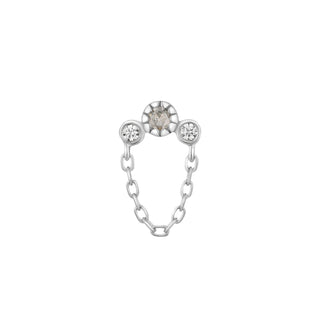 Halston - Grey Diamond + White Sapphire + Chain - Threadless End Threadless Ends Buddha Jewelry White Gold  