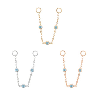 3 Bezel Bead - London Blue Topaz - Chain Chains Buddha Jewelry