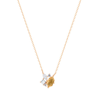 RION x Buddha Jewelry Guerdon Gold Necklace - Rutilated Quartz + White Sapphire Necklaces RION x Buddha Jewelry Rose Gold  