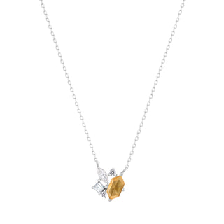 RION x Buddha Jewelry Guerdon Gold Necklace - Rutilated Quartz + White Sapphire Necklaces RION x Buddha Jewelry White Gold  