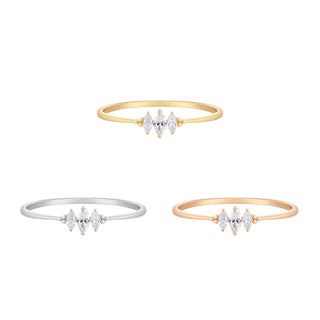 RION x Buddha Jewelry Zuri Trois Finger Ring - Genuine Diamond Finger Rings RION x Buddha Jewelry