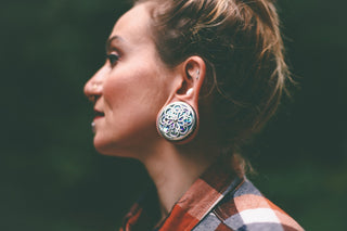 Idol Plugs - Abalone - Silver Plated Plugs Buddha Jewelry