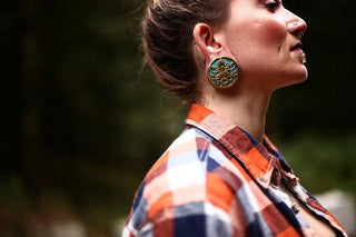 Rider Plugs - Saba Wood + Turquoise Plugs Buddha Jewelry