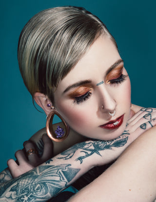 Evoke Mayan Teardrops - Grape Agate - Rose Gold Plated Plugs Buddha Jewelry