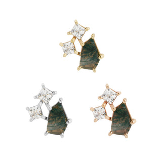 Lyra - Moss Agate + CZ - Threadless End Threadless Ends Buddha Jewelry