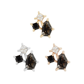 Lyra - Tourmalated Quartz + Black Spinel + CZ - Threadless End Threadless Ends Buddha Jewelry