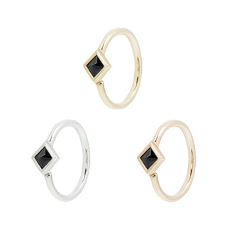 Mae Black Spinel Seamless Ring Seam Rings Buddha Jewelry