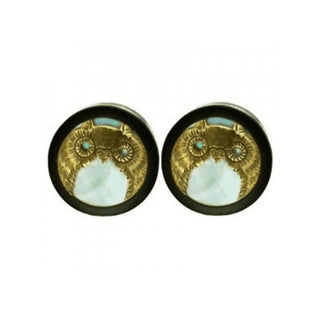 Owl Plugs - Brass + Mother of Pearl Plugs Buddha Jewelry