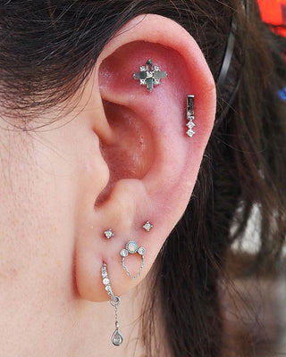 Covet - Moss Agate + CZ - Threadless End Threadless Ends Buddha Jewelry