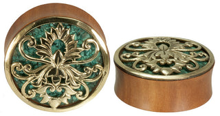 Rider Plugs - Saba Wood + Turquoise Plugs Buddha Jewelry