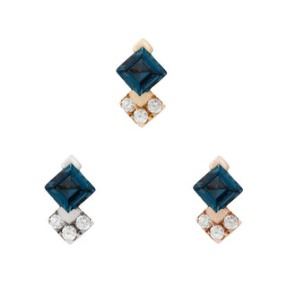 Vivienne - London Blue Topaz + CZ Threadless End Threadless Ends Buddha Jewelry