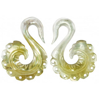 Double Dare Earrings - Mother of Pearl Organic Hanging Styles Buddha Jewelry