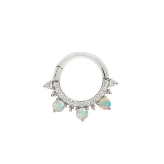 Gigi - CZ + Opal - Clicker Clickers Buddha Jewelry White Gold 5/16"
