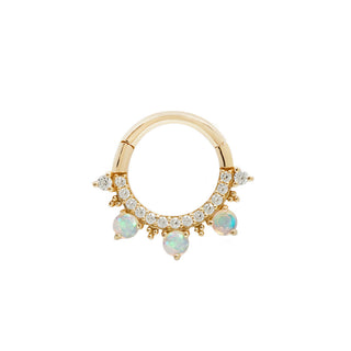 Gigi - CZ + Opal - Clicker Clickers Buddha Jewelry Yellow Gold 5/16" 
