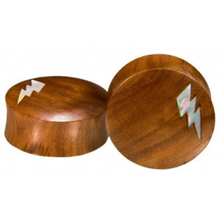 Lightning Strikes Plugs -  Mother of Pearl inlay + Saba Wood Sale Jewelry Buddha Jewelry