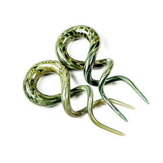 Glass Double Helix - Exotic Green Glass Buddha Jewelry