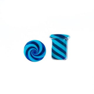 Glass Plugs - Blue Twist Glass Buddha Jewelry