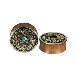 Philomena Plugs - Brass + Onyx Turquoise Plugs Buddha Jewelry   