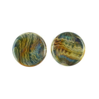Glass Plugs - Exotic Peacock Glass Buddha Jewelry