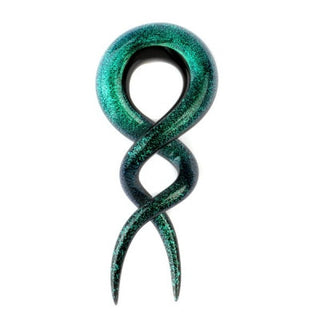 Glass Double Helix - Green Dichro Glass Buddha Jewelry