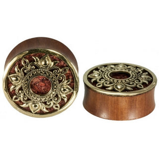 Philomena Plugs - Brass + Coral Plugs Buddha Jewelry
