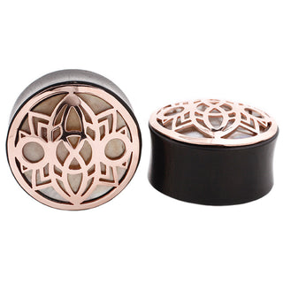 Indah Moon Plug - Rose Gold + Mother of Pearl Plugs Buddha Jewelry 00g  