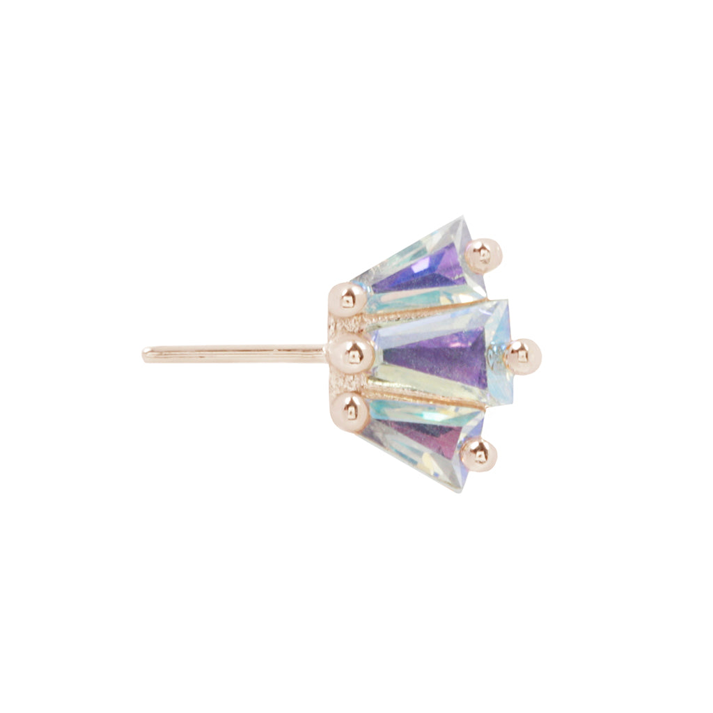 Gemma Trios Forward Facing Threadless End with Mercury Mist Topaz Threadless Ends Buddha Jewelry 14k Rose Gold