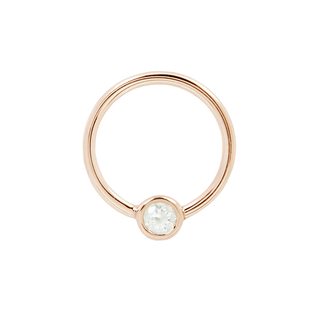 Fixed Bezel 3mm Bead Ring with CZ Fixed Rings Buddha Jewelry 14k Rose Gold 16g 7/16" (11mm)