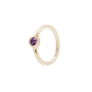 Fixed Bezel Bead Ring 2mm Amethyst - Side Set Facing Seam Rings Buddha Jewelry Rose Gold  