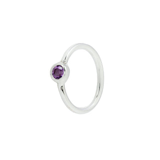 Fixed Bezel Bead Ring 2mm Amethyst - Side Set Facing Seam Rings Buddha Jewelry White Gold  