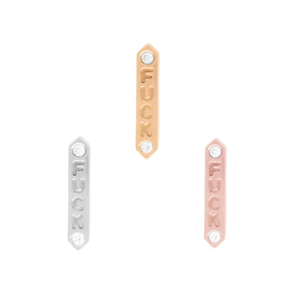 "FUCK" Threadless End with Diamond Threadless Ends Buddha Jewelry