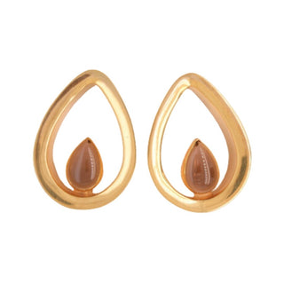 Evoke Mayan Teardrops - Smoky Quartz - Yellow Gold Plated Plugs Buddha Jewelry