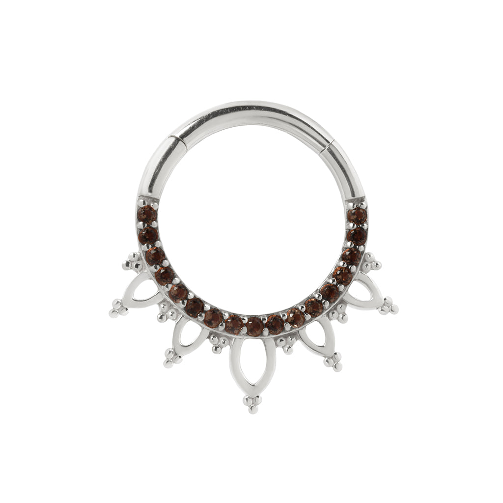 Indra Clicker with Smoky Quartz Clickers Buddha Jewelry 14k White Gold