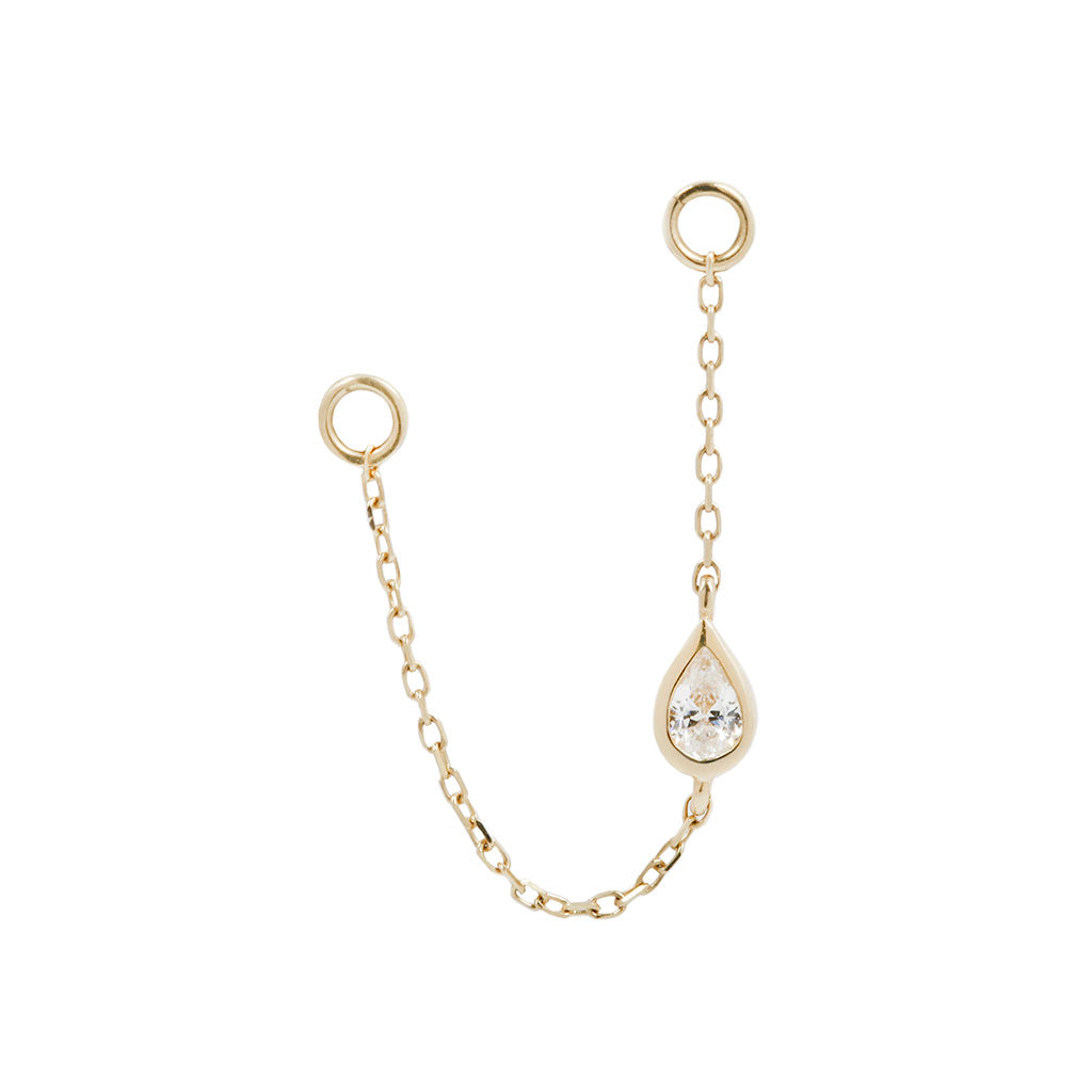 Bezel Teardrop Chain with CZ Chains Buddha Jewelry 14k Yellow Gold