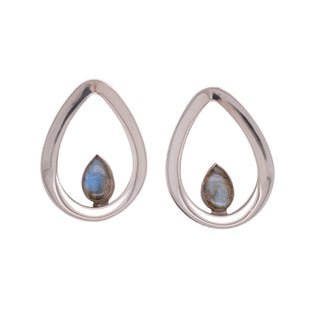 Evoke Mayan Teardrops - Labradorite - White Gold Plated Plugs Buddha Jewelry