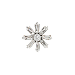 Deliah Baguette Flower - CZ - Threadless End Threadless Ends Buddha Jewelry White Gold  