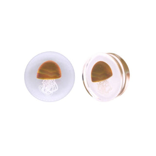 Glass Plugs - Jellyfish in Clear Glass Buddha Jewelry