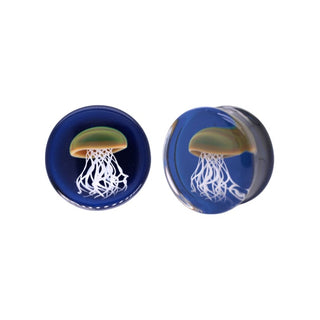 Glass Plugs - Jellyfish in Blue Glass Buddha Jewelry