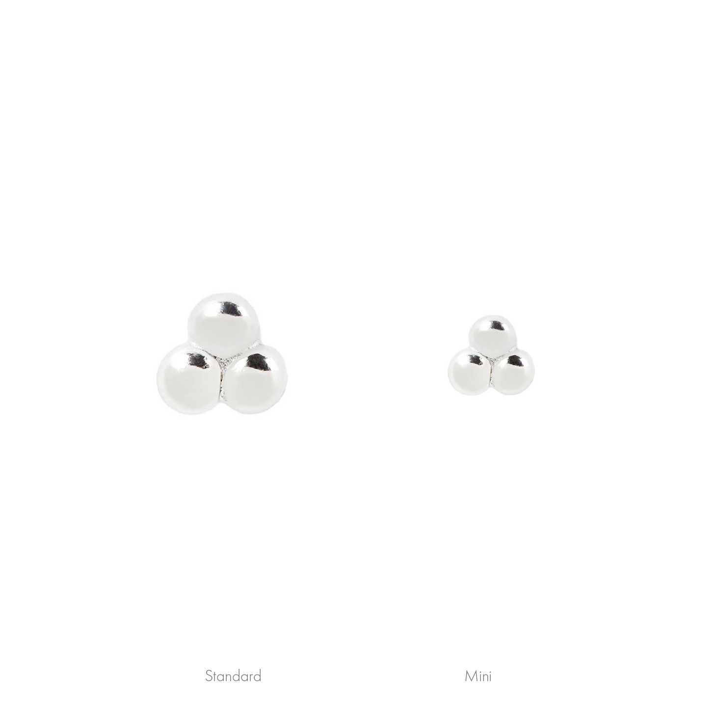 3 Bead Mini Cluster Threadless End Threadless Ends Buddha Jewelry 14k White Gold