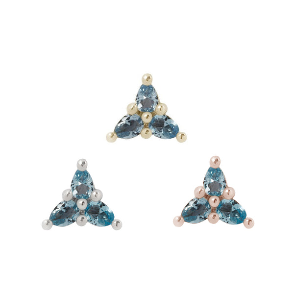 3 Little Pears Threadless End with London Blue Topaz Threadless Ends Buddha Jewelry