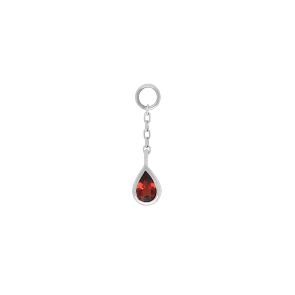Concorde Charm + Chain with Garnet Charms Buddha Jewelry 14k White Gold