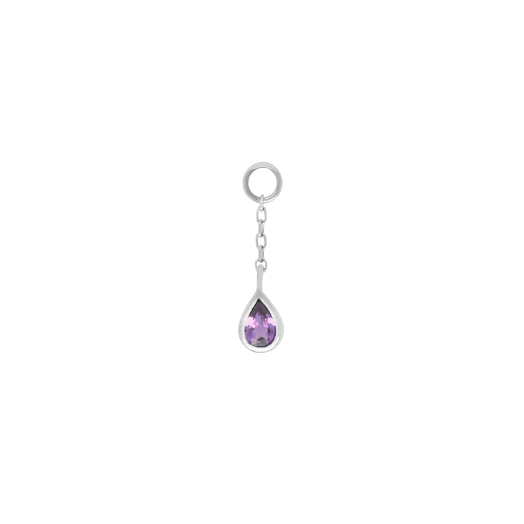 Concorde Charm + Chain with Amethyst Charms Buddha Jewelry 14k White Gold