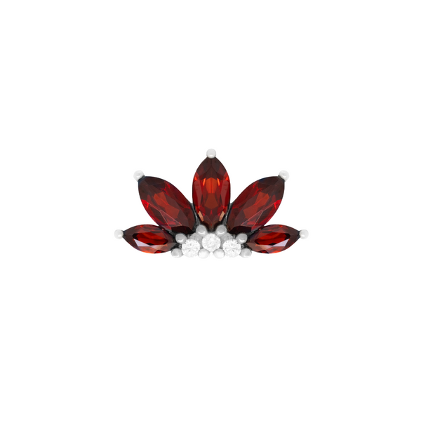Valentina Threadless End with Garnet Threadless Ends Buddha Jewelry 14k White Gold