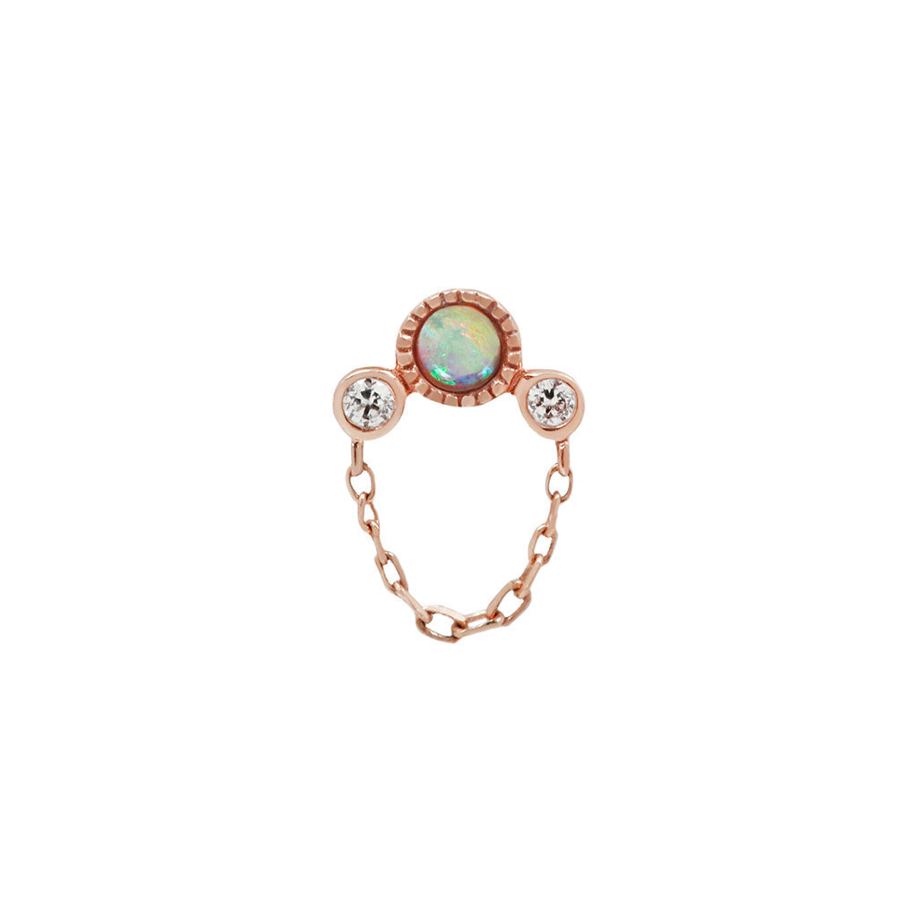 Halston Threadless End with Opal Threadless Ends Buddha Jewelry 14k Rose Gold