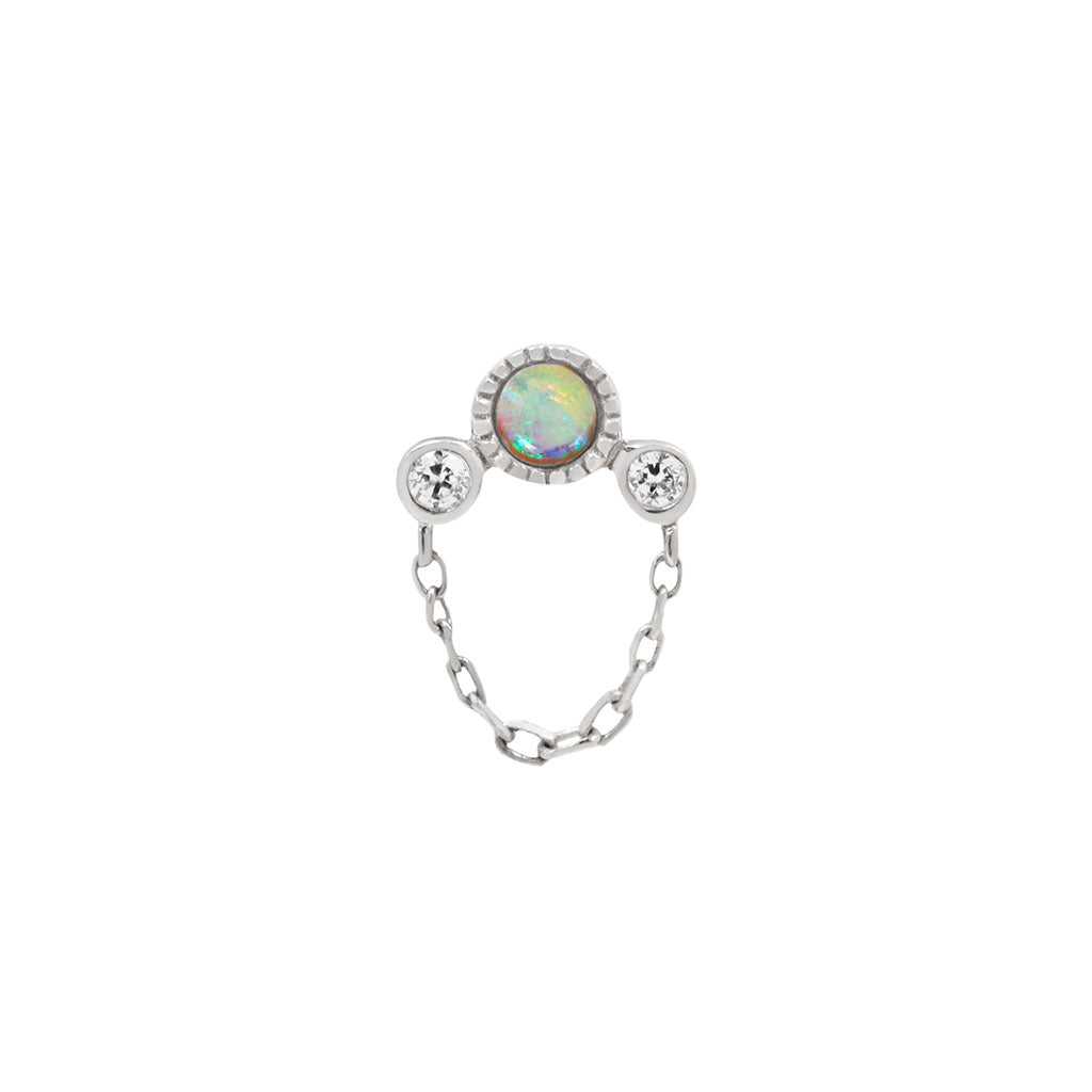 Halston Threadless End with Opal Threadless Ends Buddha Jewelry 14k White Gold