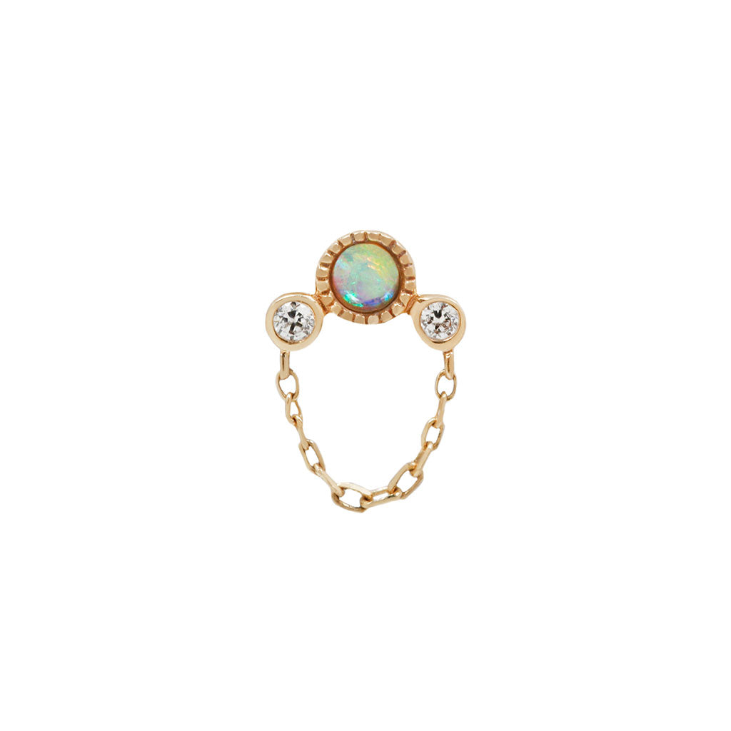 Halston Threadless End with Opal Threadless Ends Buddha Jewelry 14k Yellow Gold