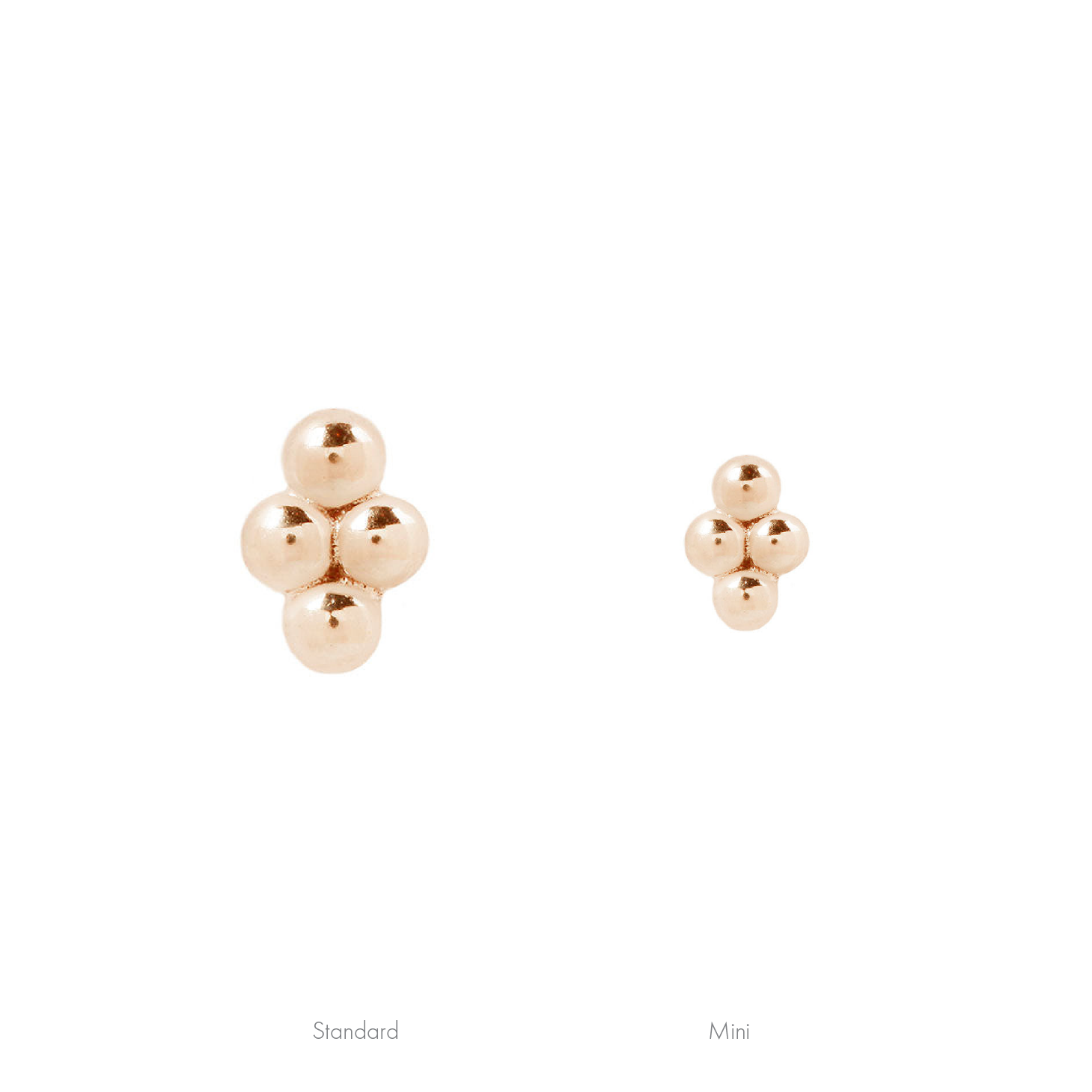 4 Bead Mini Cluster Threadless End Threadless Ends Buddha Jewelry 14k Rose Gold