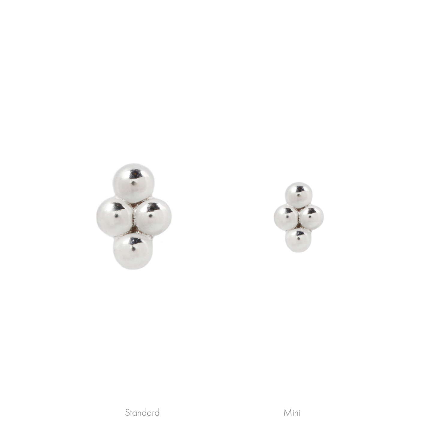 4 Bead Mini Cluster Threadless End Threadless Ends Buddha Jewelry 14k White Gold